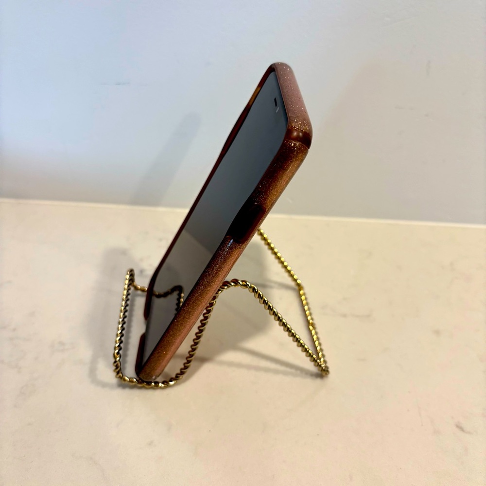 Cellphone iPod mini Stand holder gold tone